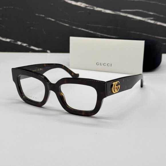 NEW GG1548O 005 GUCCI EYEGLASSES DARK HAVANA WOMEN EYEWEAR GUCCI - Picture 1 of 11